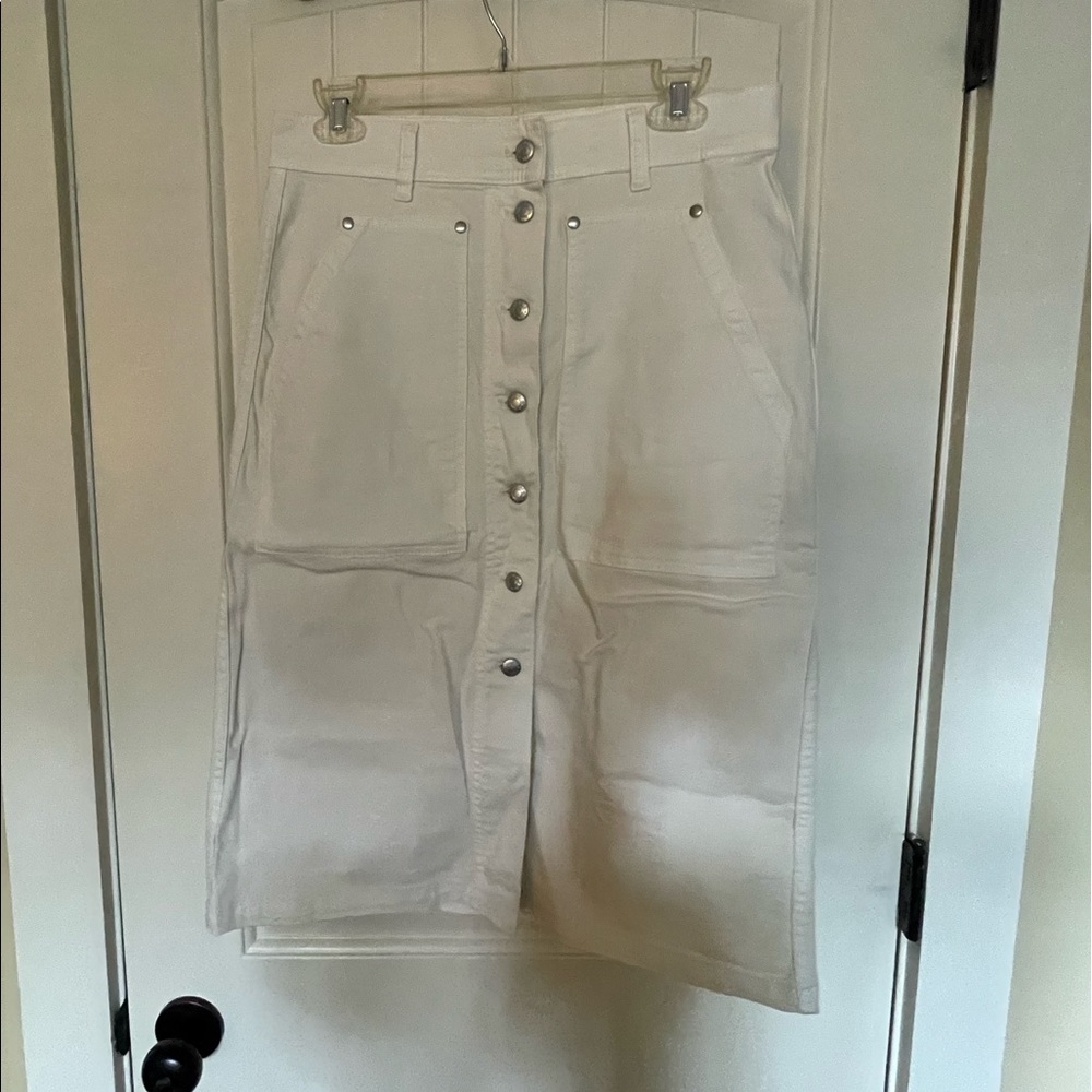 White Denim Midi Skirt